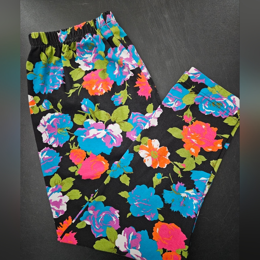 Vintage - Lerner NWOT Cuddly Cotton Stretch Floral Print Leggings - Size L